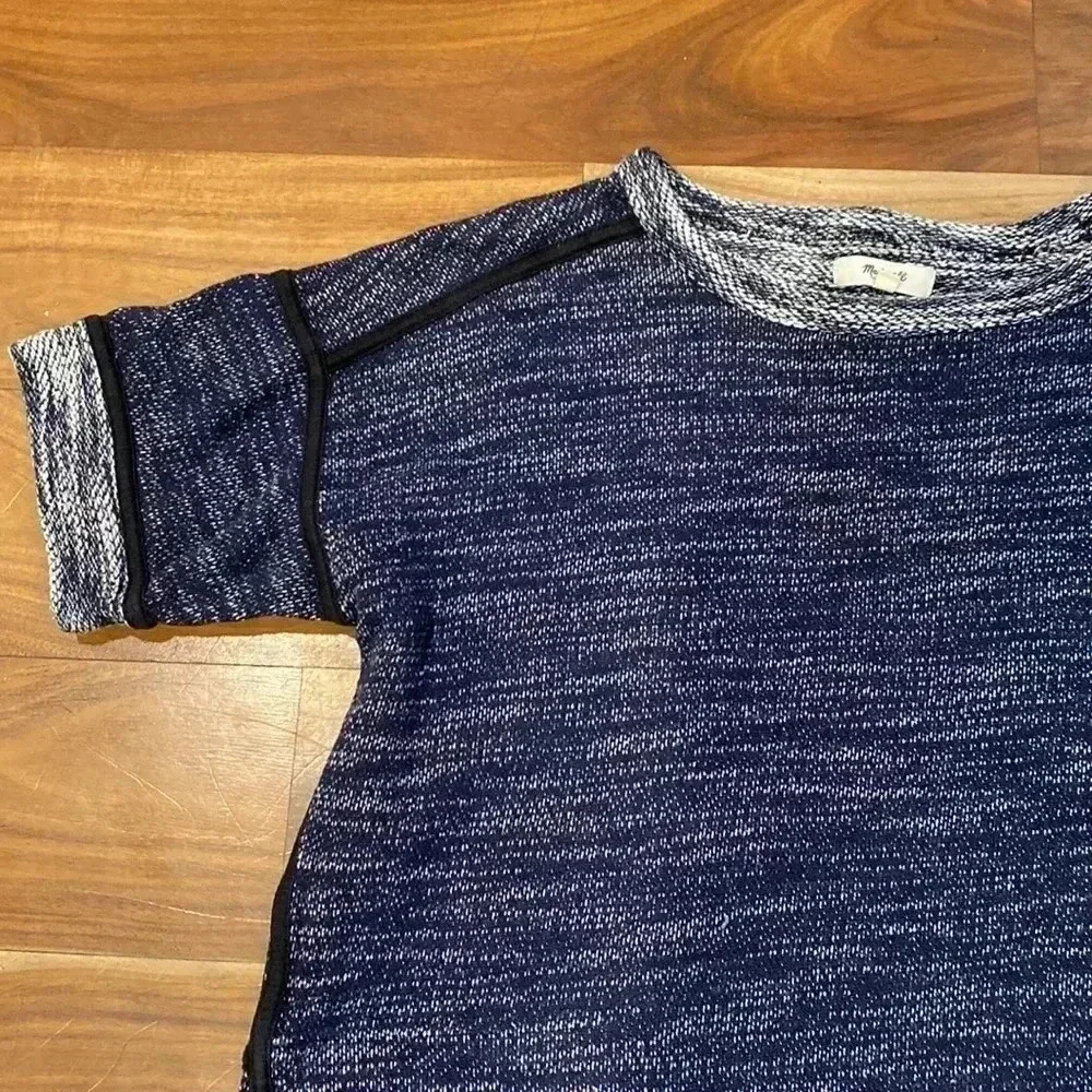 Madewell Blue Marled Thick Knit Tee Shirt Dress Sz M With Pockets​​